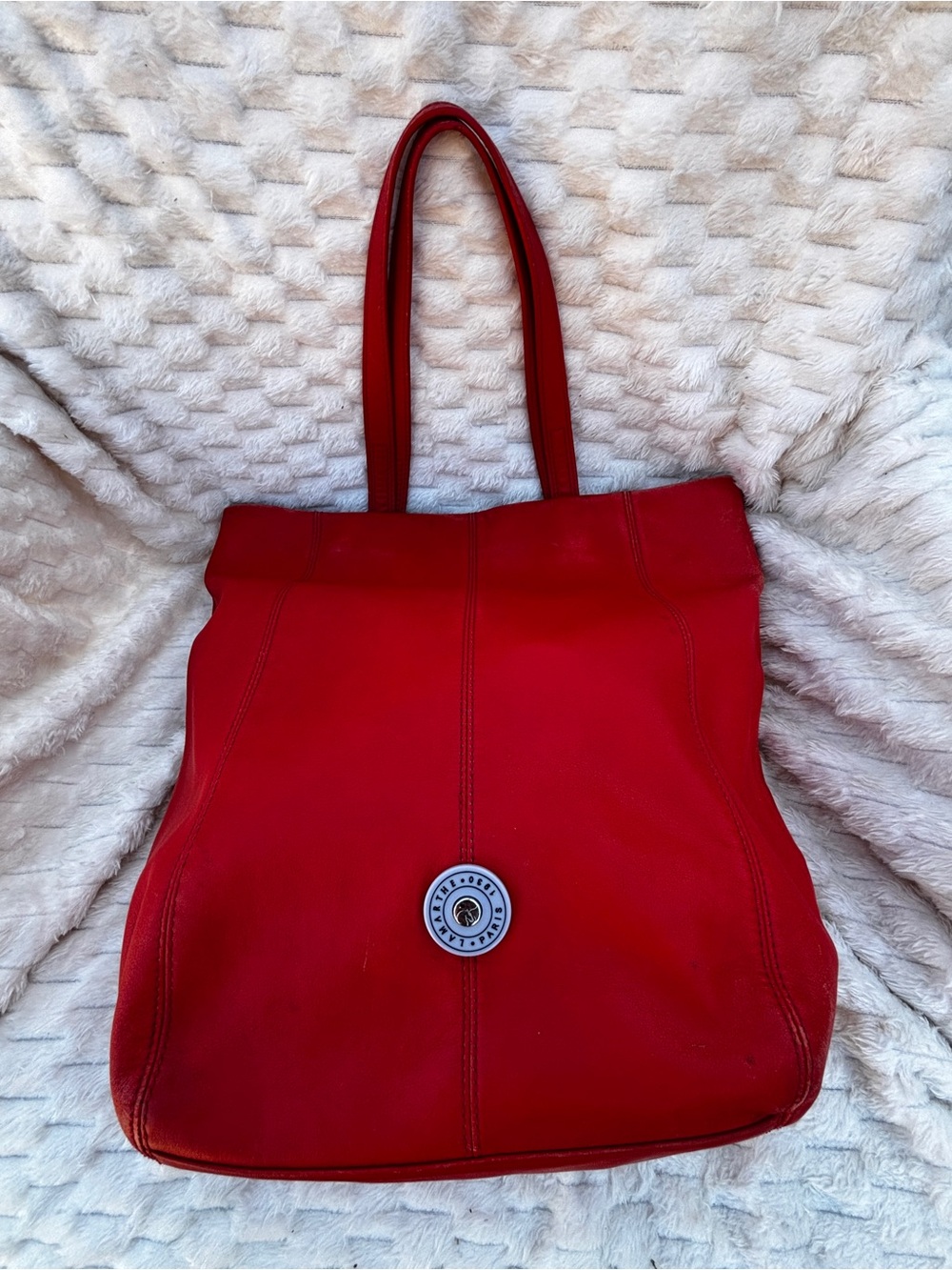 Lamarthe Paris Smile Portofino Orange Leather Zip Tote ET105